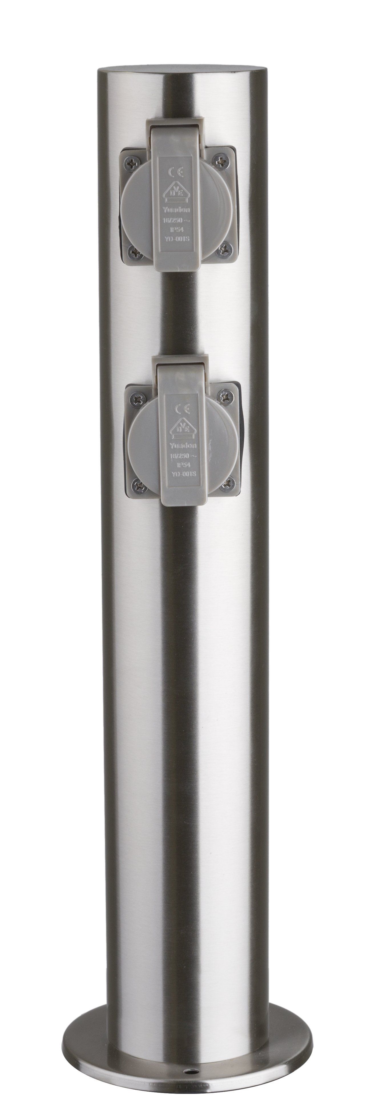 Heitronic 35104 Energieverteiler TOKIO, rund, 4-fach, IP44, Höhe 450 mm, edelstahl