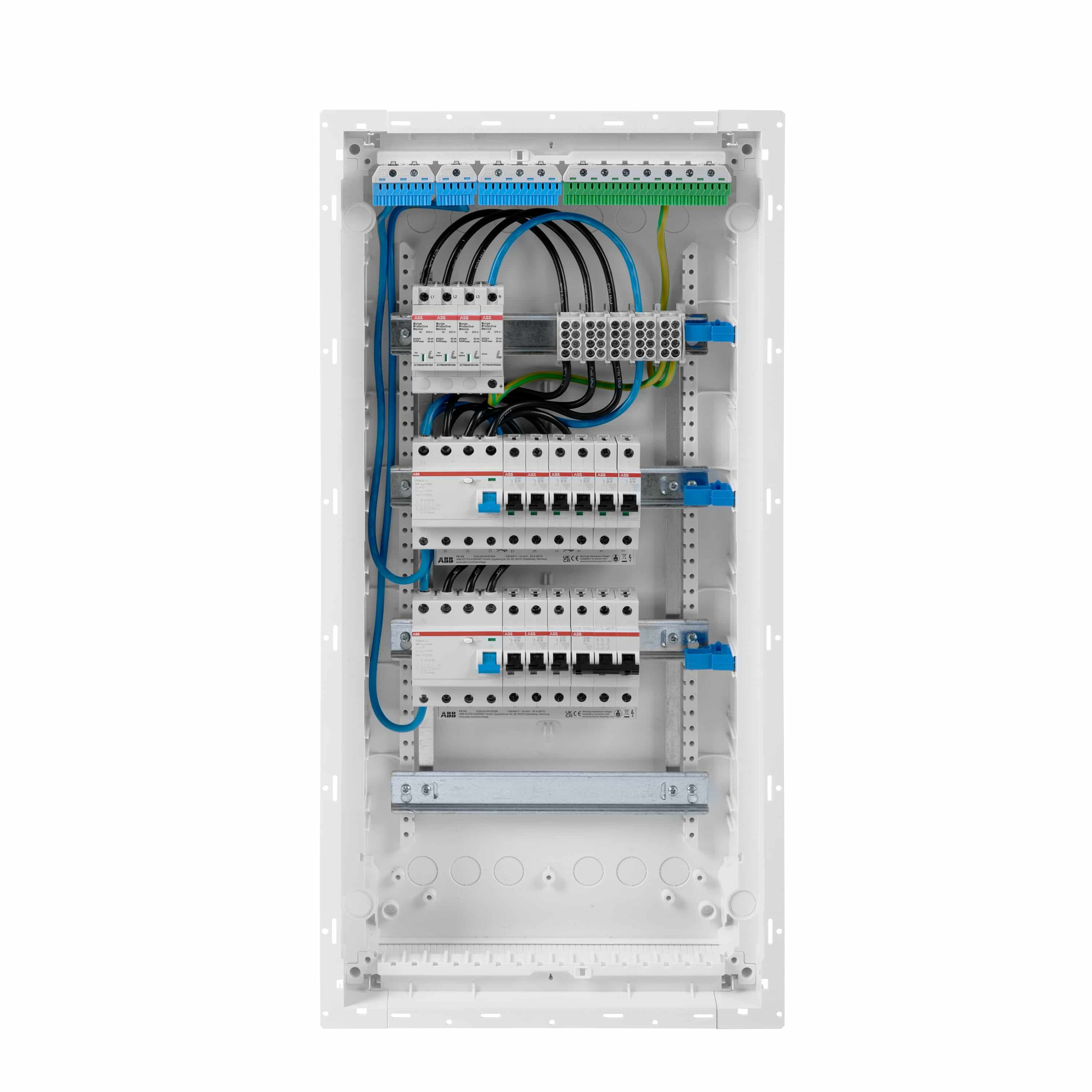 Striebel & John UKB4DOK10D UK-Komplettverteiler mit SPD T2, HLAK, 2xFI 40/0,03A, 9xLS B16, 3p LS B20
