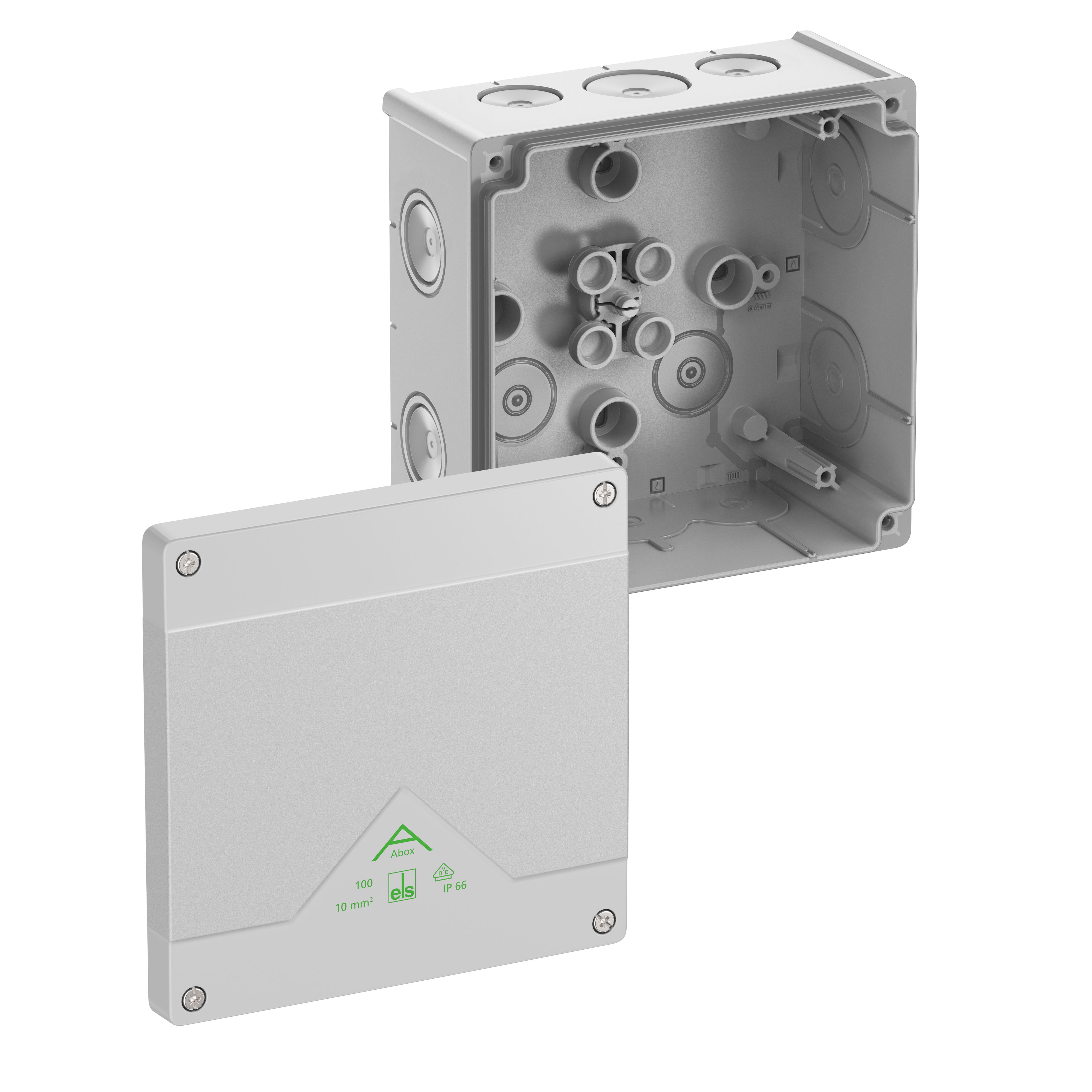 Spelsberg 81040001 Abzweigkasten, IP66, max. Leiterquerschnitt 10mm², IK07, Schutzklasse II, Ui 1000V AC, Ui 1000V DC, DLG, VDE, halogenfrei