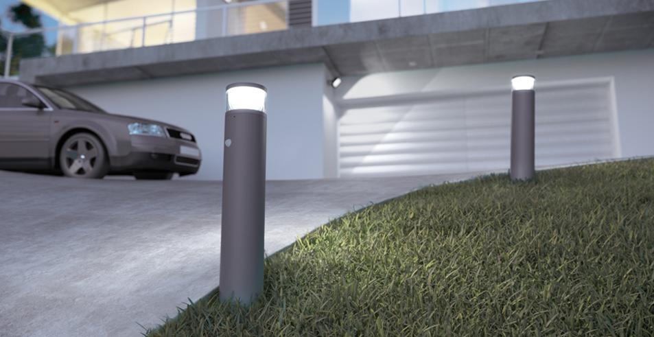 B-Ware - ESYLUX EL10820946 Pollerleuchte ALVA graphitgrau, 810lm, 4100 K, Bewegungsmelder, DALI, Seeluftbeständig