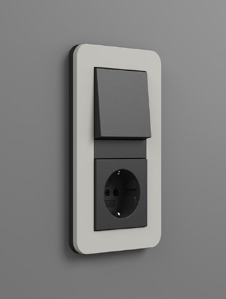 Gira 0211422 Abdeckrahmen 1-fach, Gira E3, grau Soft-Touch mit Trägerrahmen anthrazit