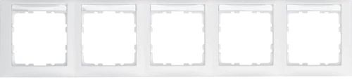 Berker 10259919 Rahmen 5-fach mit Beschriftungsfeld waagerecht, S.1, polarweiß matt
