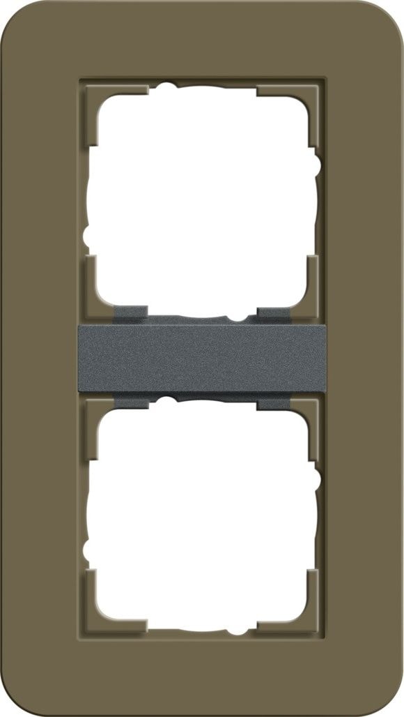 Gira 0212426 Abdeckrahmen 2-fach, Gira E3, umbra Soft-Touch mit Trägerrahmen anthrazit
