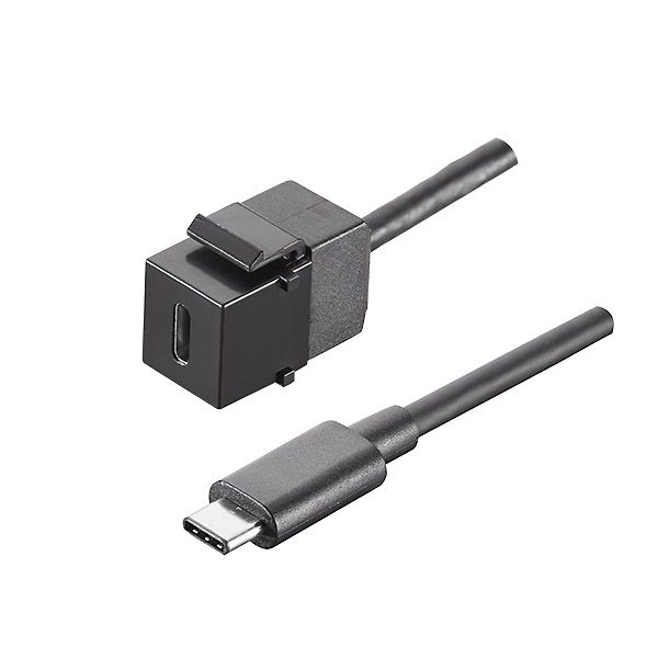 Bachmann 917.121 Keystone USB Typ C 3.1 36 W, Rückseite mit 0,5 m Leitung, schwarz