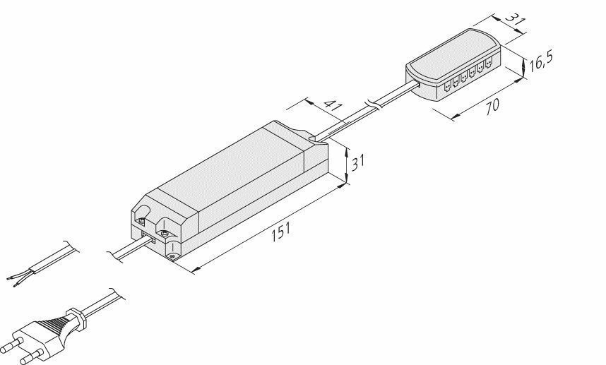 Hera 20604001201 LED-Trafo 24V/30W mit Eurostecker