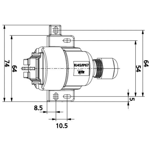 Metz Connect 1309410003-E Aufputz-Netzwerkdose, E-DAT industry 8(8) Cat. 6a IP67