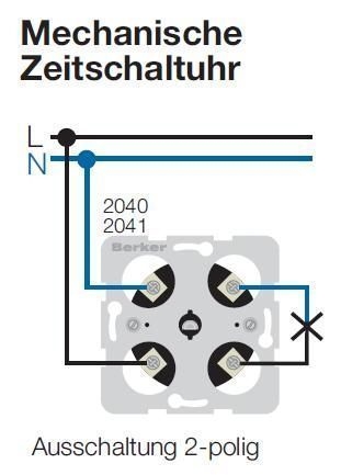 Berker 2040 Mechanische Zeitschaltuhr 2-polig, Laufzeit max. 15 min