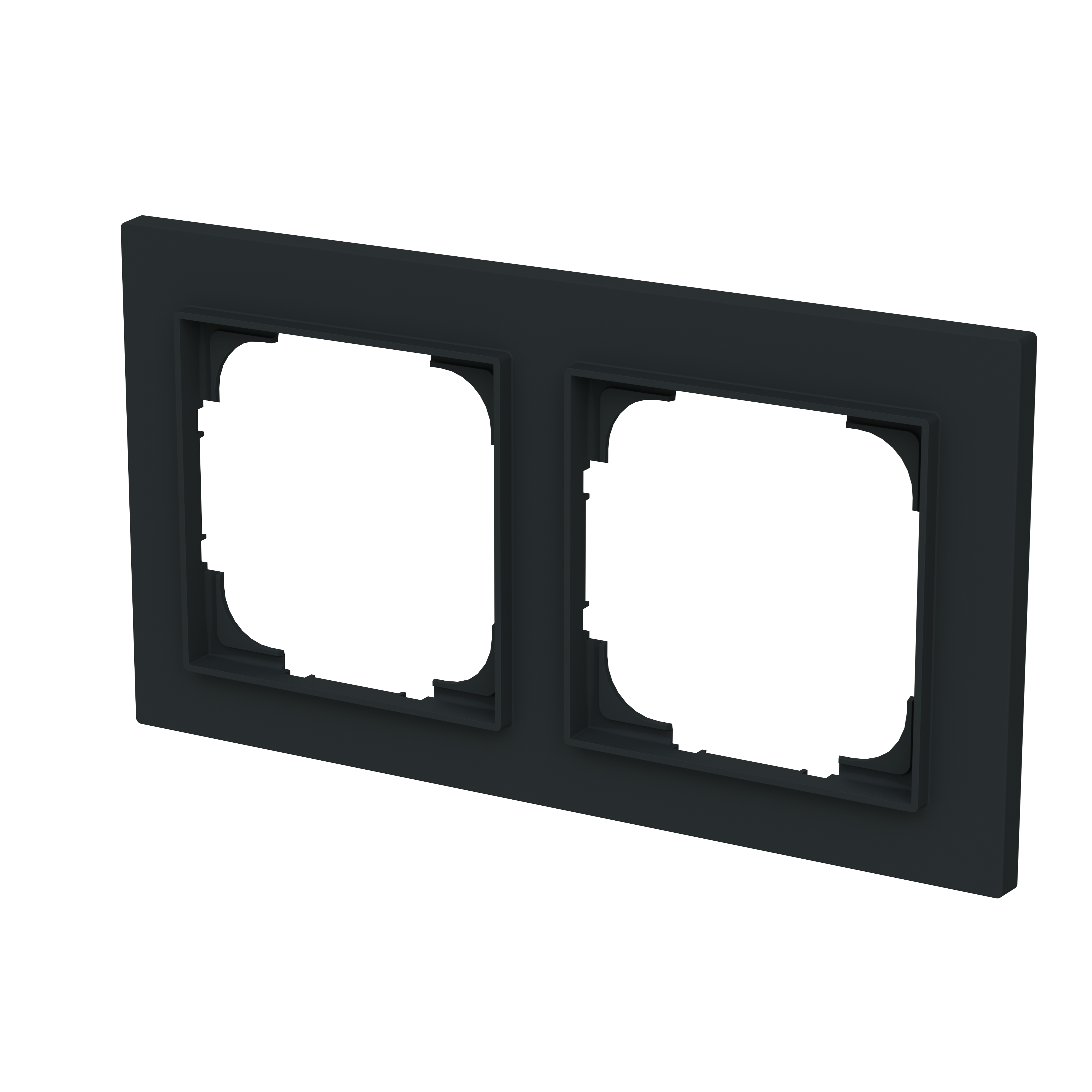 Busch-Jaeger 1722-45M Abdeckrahmen 2-fach, Busch-art linear, schwarz matt