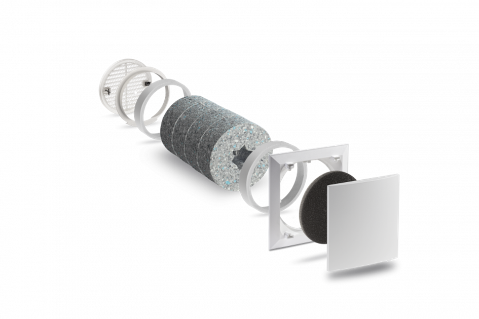 Lunos 041133 Einschub ALD-S f眉r Au脽enwand-Luftdurchlass, schallschutzoptimiert, G2-Filter, 4 Schalld盲mpfer