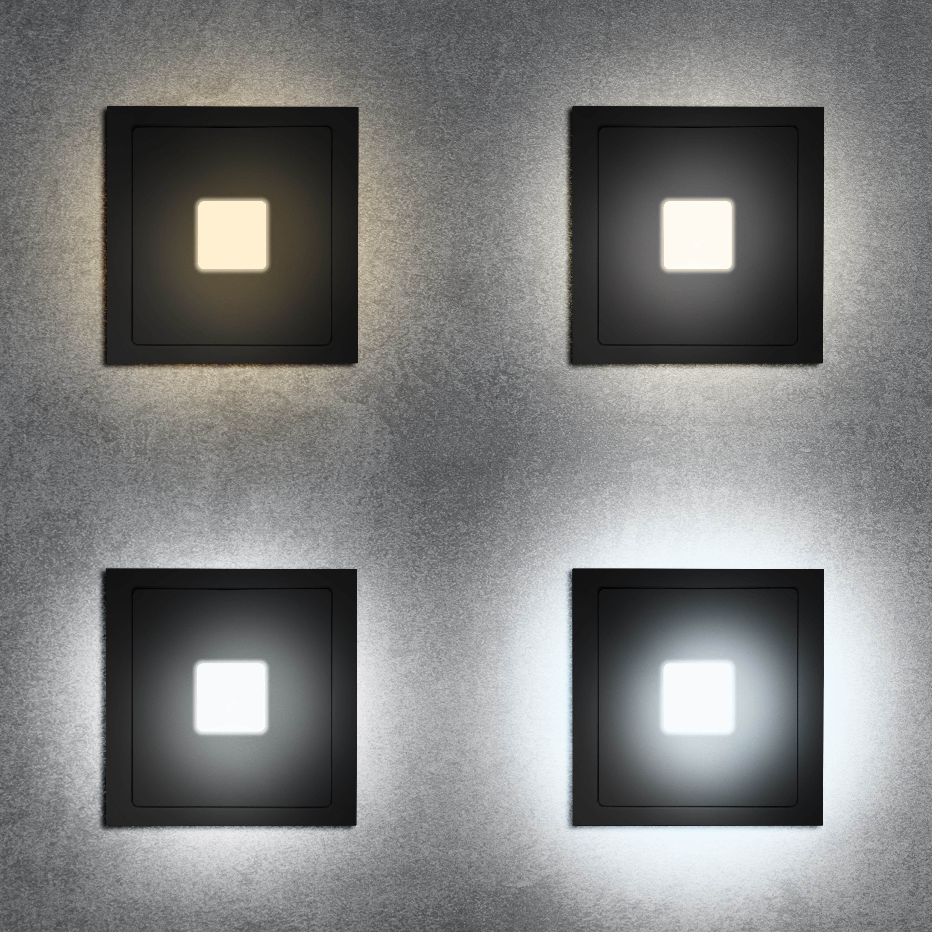 qles WEQ6034 Wandeinbauleuchte Quadrat, für Merten D-Life, beleuchtet/LED/warmweiß (3000k), Anthrazit, lackiert, IP44