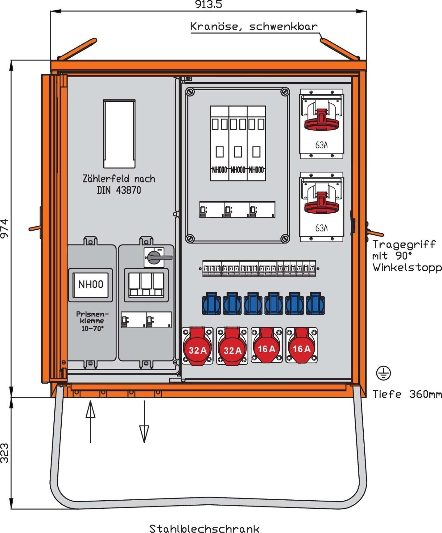 Walther Electric WAV0241BR1 Anschlussverteiler 69kVA Vattenfall