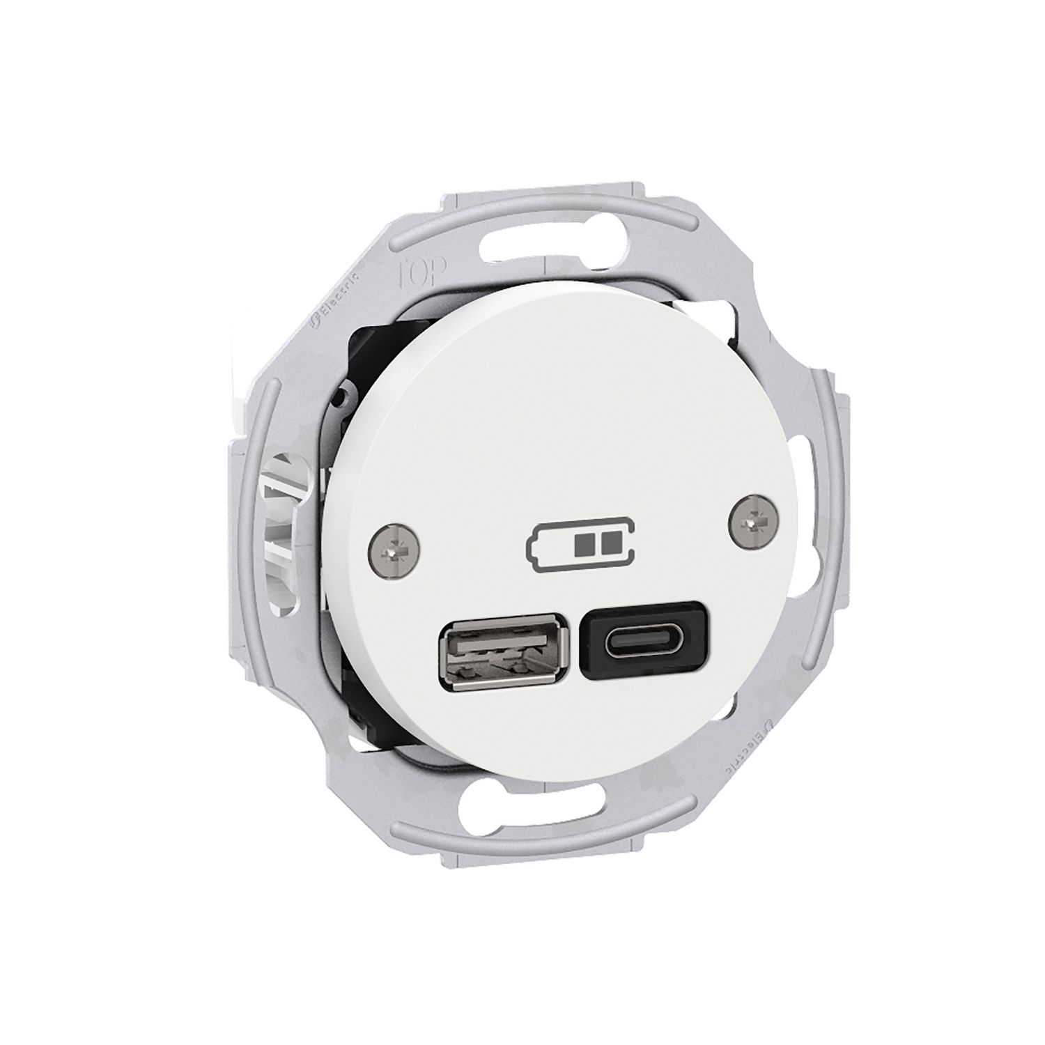 Elso WDE011764 USB Ladestation mit Zentralplatte, 2,4 A Typ A+C, Renova Flush, weiß matt