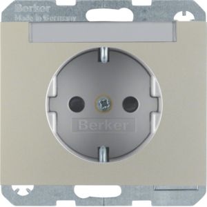 Berker 47387004 Schutzkontakt-Steckdose mit Beschriftungsfeld und erhöhtem Berührungsschutz K.5 edelstahl matt lackiert