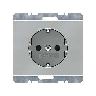 Berker 47157004 Schutzkontakt-Steckdose, K.5, Edelstahl, Metall mattiert