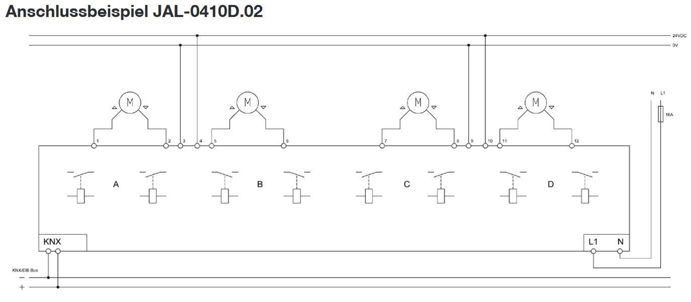 MDT JAL-0410D.02 Jalousieaktor 4-fach, 4TE REG, 8A, 24VDC