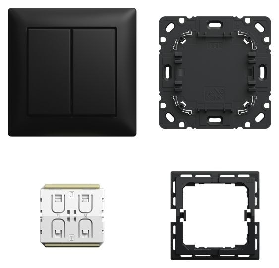 Busch-Jaeger 6716 UJ-915 Smart Switch Friends of Hue, Komplett-Set, Bluetooth Low Energy (BLE), Busch-balance SI, schwarz matt