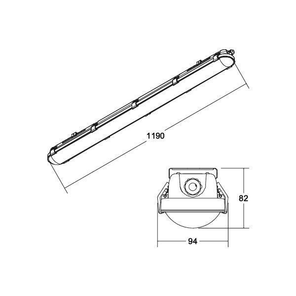 Brumberg 78014114 LED-Feuchtraum-Wannenleuchte HUMID ONE 1190 mm, 4000 K, 35 W, 4.500 lm, Betriebsgerät schaltbar