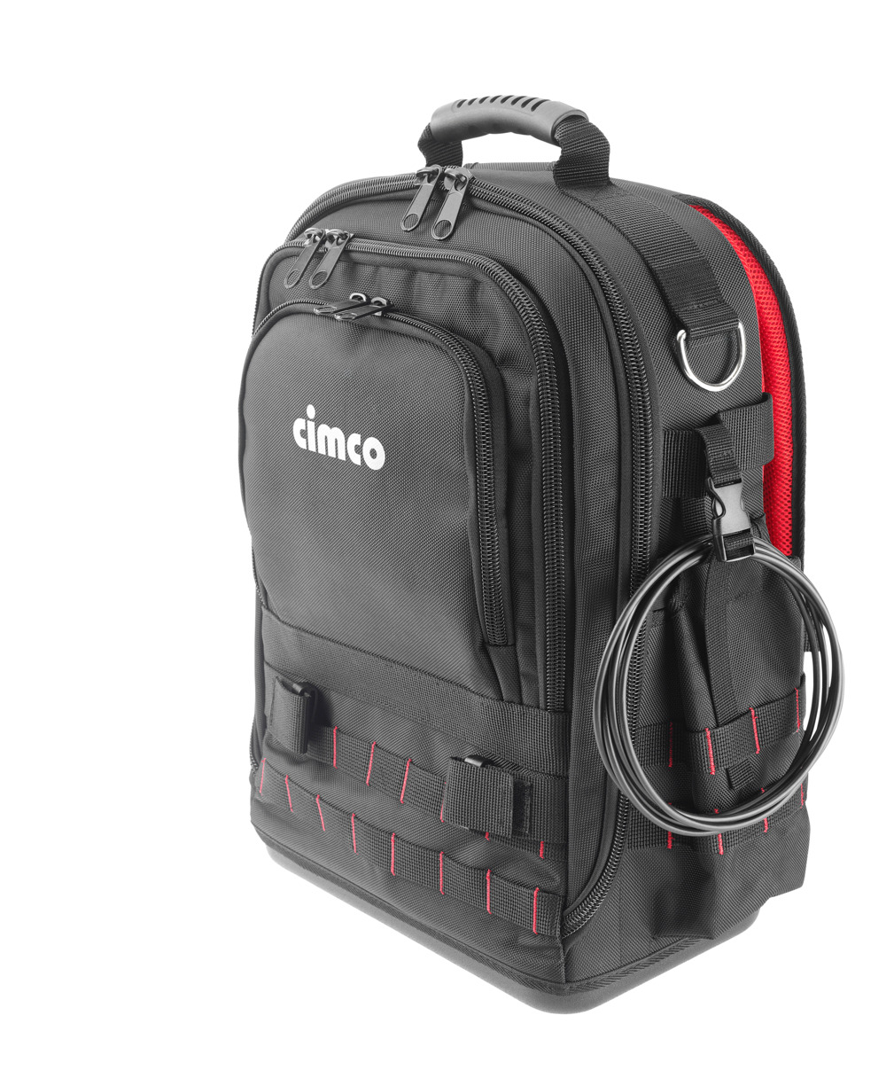 Cimco 17 0425 Werkzeug Rucksack ERGO-XL30, unbestückt, 4 geschützte Reißverschlussfächer, ergonomische Rückenpolsterung, mit 90 Möglichkeiten zur Befestigung, Klemmen, Stecken und Verstauen