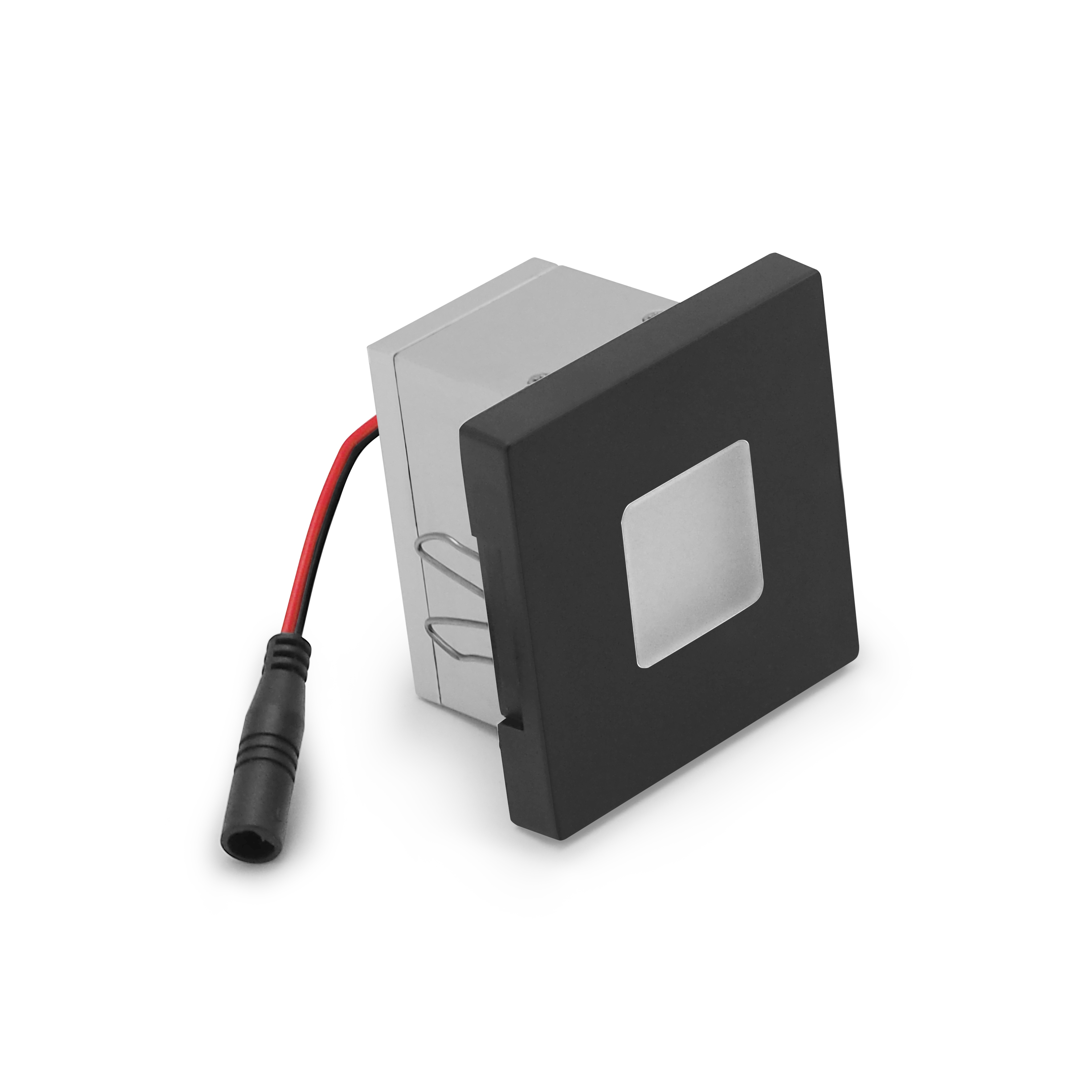 qles WEQ0814 Wandeinbauleuchte Quadrat, für Merten System-M, beleuchtet/LED/warmweiß (3000k), Anthrazit, edelmatt, IP44