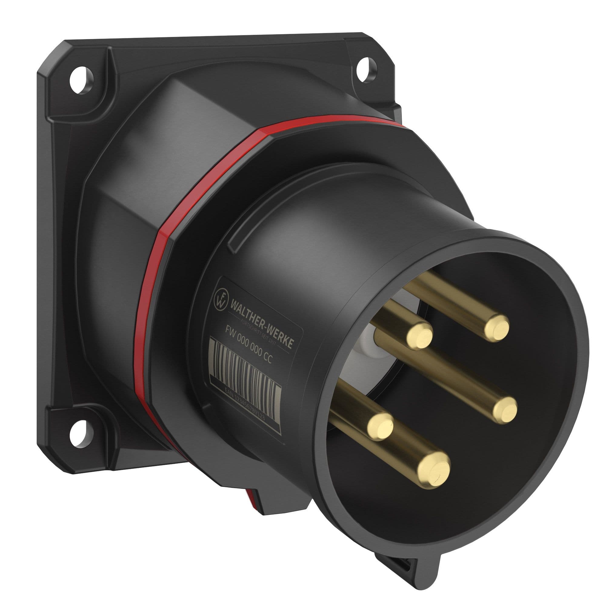 Walther Werke FW733506PH CEE NEO Anbaugerätstecker schräg 32A 5P 6h IP54 als Phasenwender und 86x86mm Flansch
