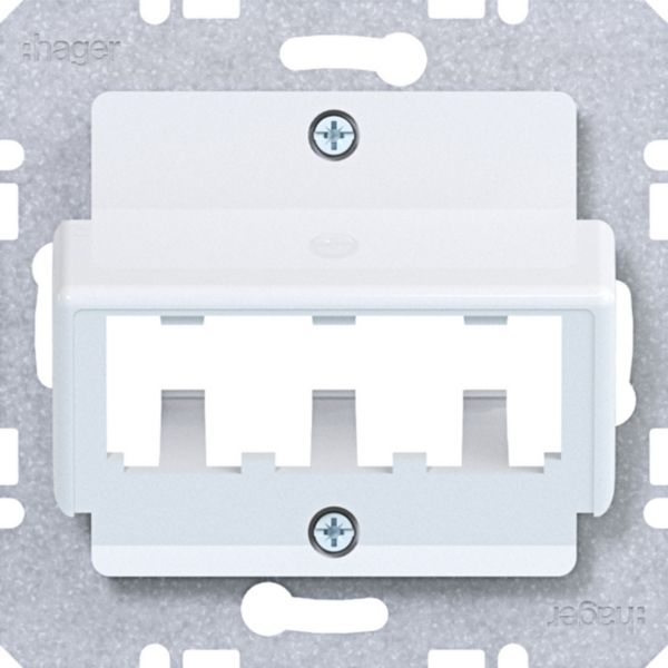 Hager WAF2162WG Zentralplatte für 3 MINI-COM Module, A.x/C.x/S.x/B.x/Q.x/K.x, lichtweiß glänzend