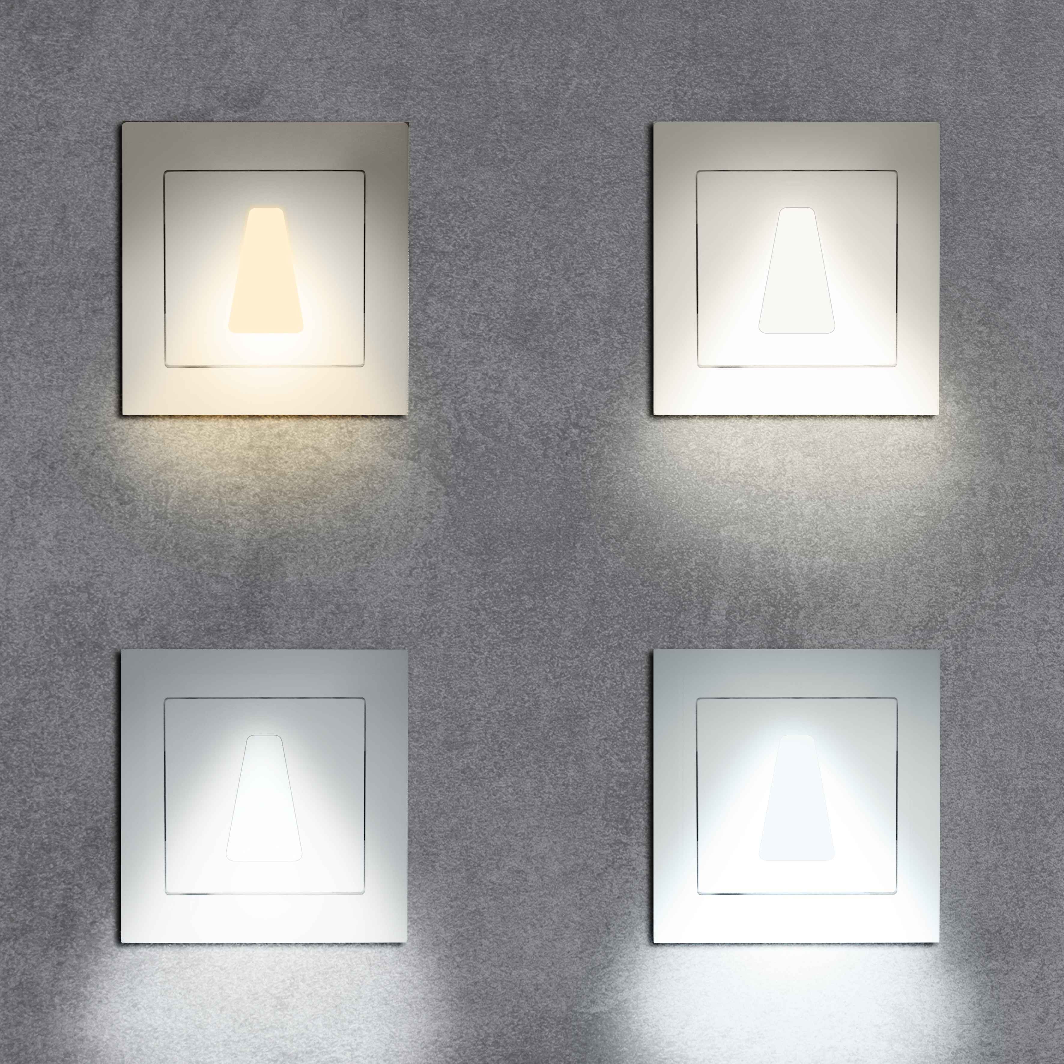qles WET0625 Wandeinbauleuchte Trapez, für Merten System-M, beleuchtet/LED/warmweiß (3000k), Aktivweiß glänzend, brillant, IP44