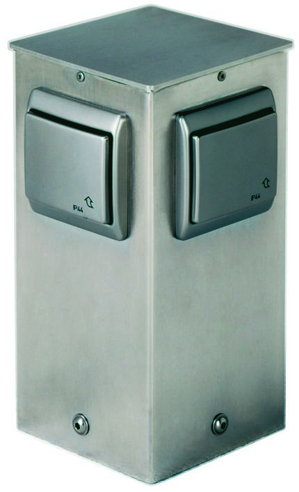 Albert 692119 Steckdosensäule Edelstahl mit 4 Steckdosen, Höhe 25cm