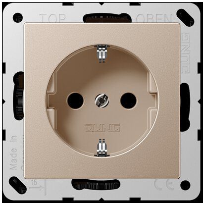 Jung A1520KICH Schutzkontakt-Steckdose, 16 A 250 V ~, SAFETY+, Duroplast lackiert, Serie A, champagner