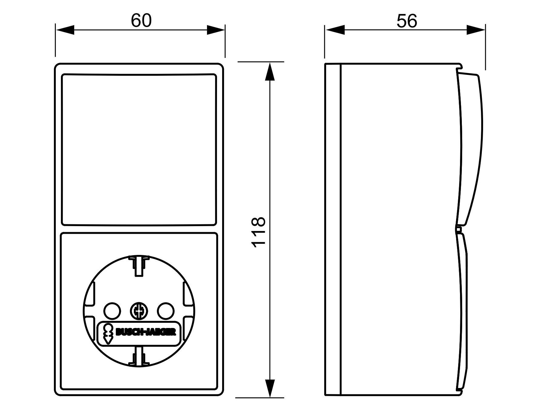 Busch-Jaeger 2601/6/20 EAPBJ-522 Kombination Wippschalter 1-fach, Aus- und Wechselschaltung mit Schutzkontakt-Steckdose Safety+, Busch-balance AP, weiß glänzend