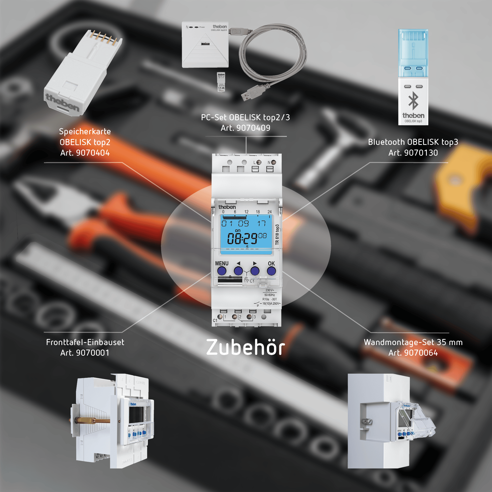 Theben 6100130 TR 610 top3 Digitale 1-Kanal Zeitschaltuhr, App, 600 W LED, Zeitschalter, 10 Jahre Gangreserve, Nulldurchgangsschaltung, Dauerschaltung EIN/AUS, DIN-/Hutschiene, Schaltungsvorwahl