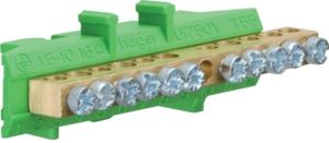 Hager KM11E Messingklemme, PE-Klemme, 11 Klemmstellen, zum Aufrasten auf Hutschiene