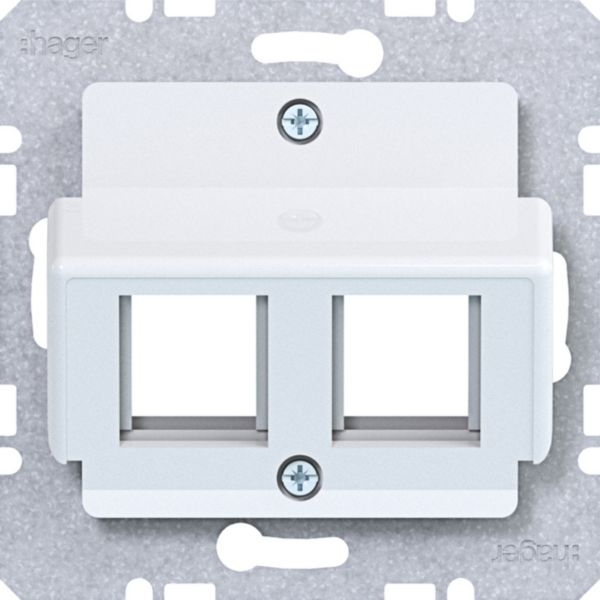 Hager WAF2165WG Zentralplatte 2-f.ach für Krone Jacks, 30° Schrägauslass, A.x/C.x/S.x/B.x/Q.x/K.x, lichtweiß glänzend