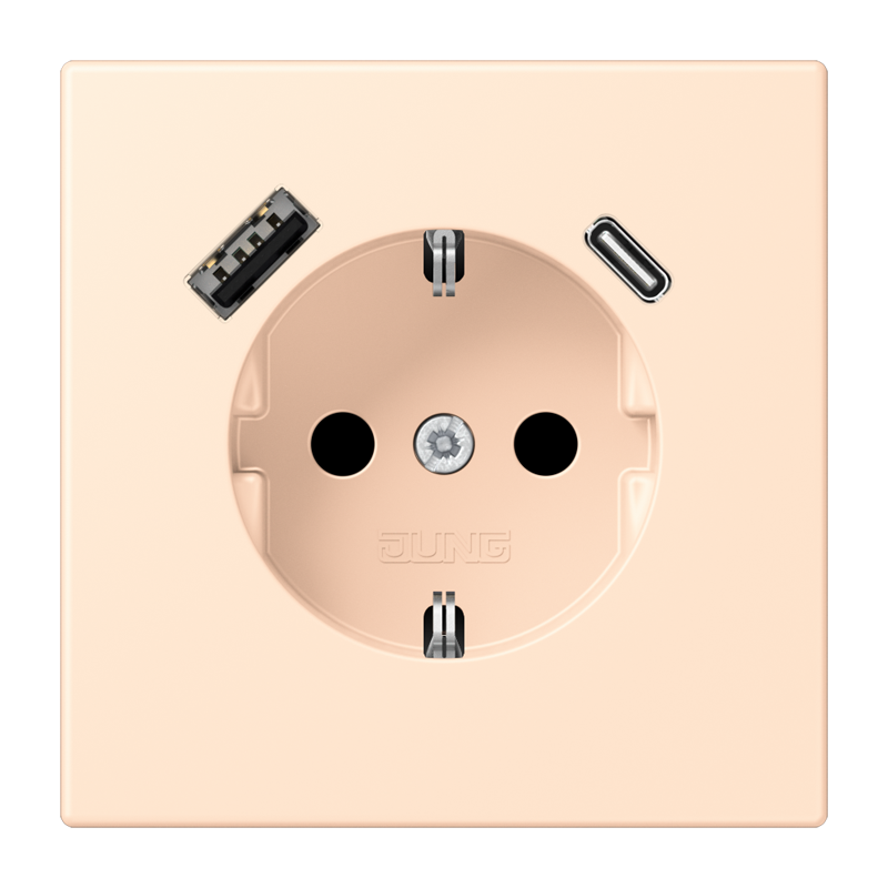 Jung LC152015CA238 Schutzkontakt-Steckdose mit USB-Ladegerät Typ AC, Safety+, Les Couleurs® 32123, terre sienne pâle