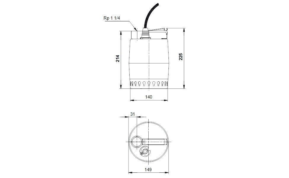 Grundfos 011H1300 Tauchpumpe / Entwässerungspumpe Unilift KP 150 M 1, 2,36 l/s, 5,5 m