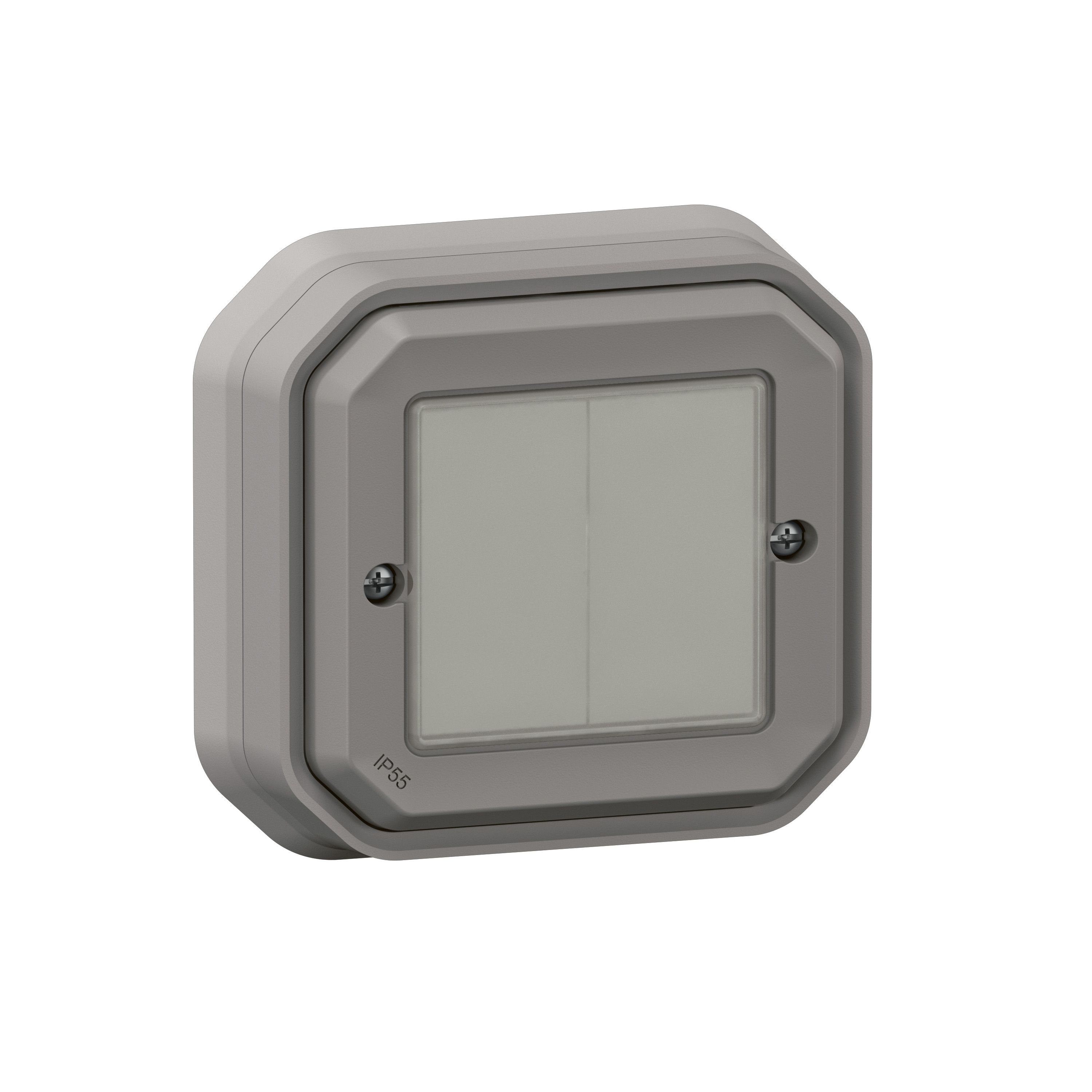 Legrand 069819L Plexo New Feuchtraum-Unterputz with Netatmo Feuchtraum, Draht- und batterieloser Schalter (EIN/AUS) with Netatmo, 2-Kanal, IP55, grau