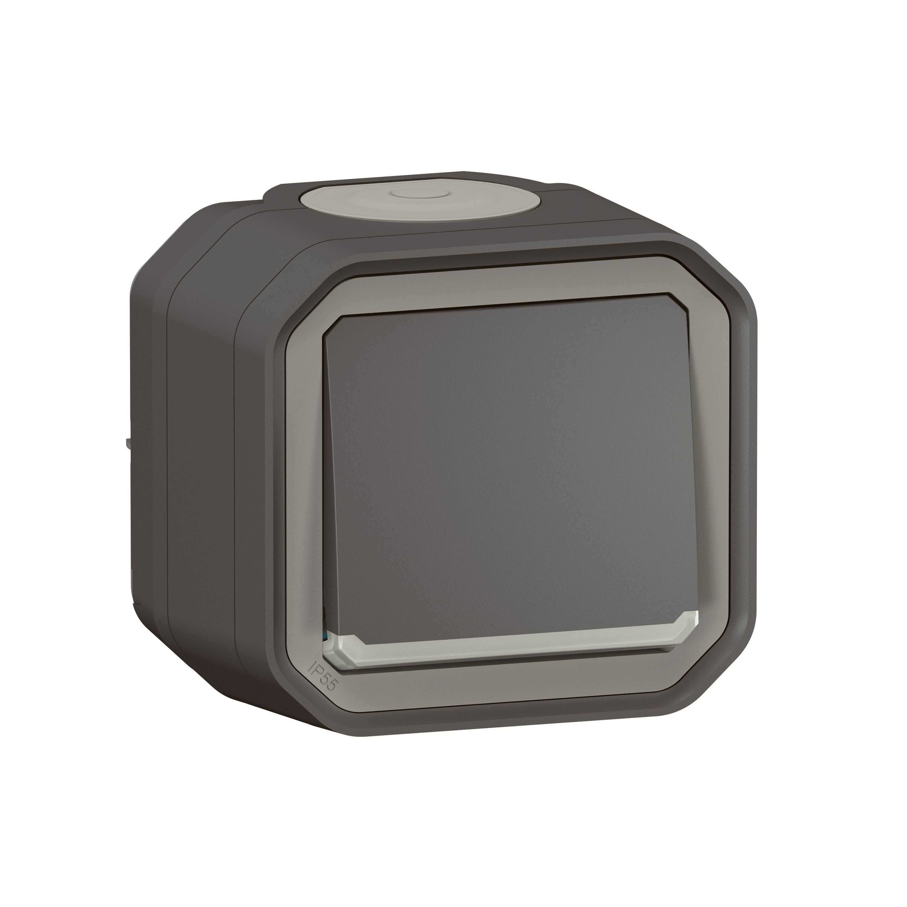 Legrand 069721L Plexo New Feuchtraum-Aufputz Wechselschalter Kontroll 10 AX, anthrazit