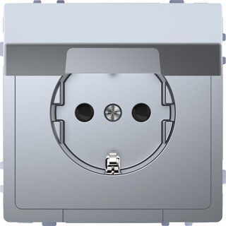 Merten MEG2310-6036 Schutzkontakt-Steckdose mit Klappdeckel, Berührungsschutz, Steckklemmen, System Design, Edelstahl