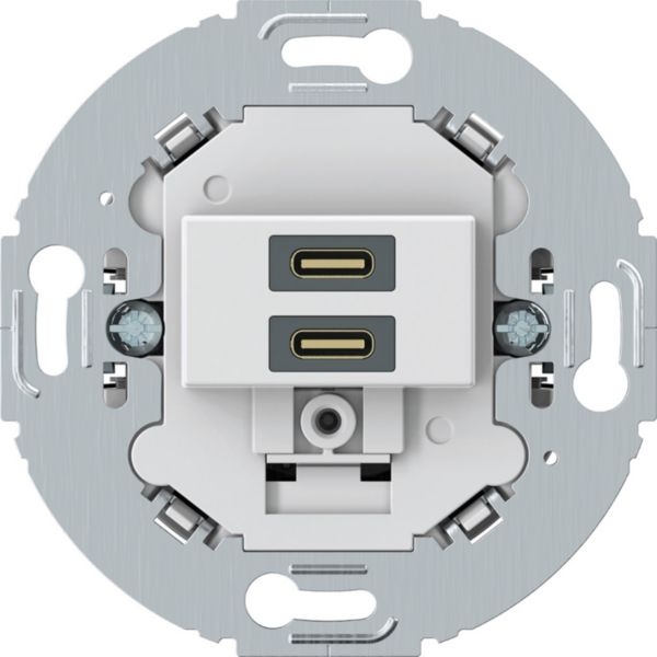 Berker 270429 USB-Ladesteckdose, C-C, 20 W, rund, Unterputz, polarweiß matt