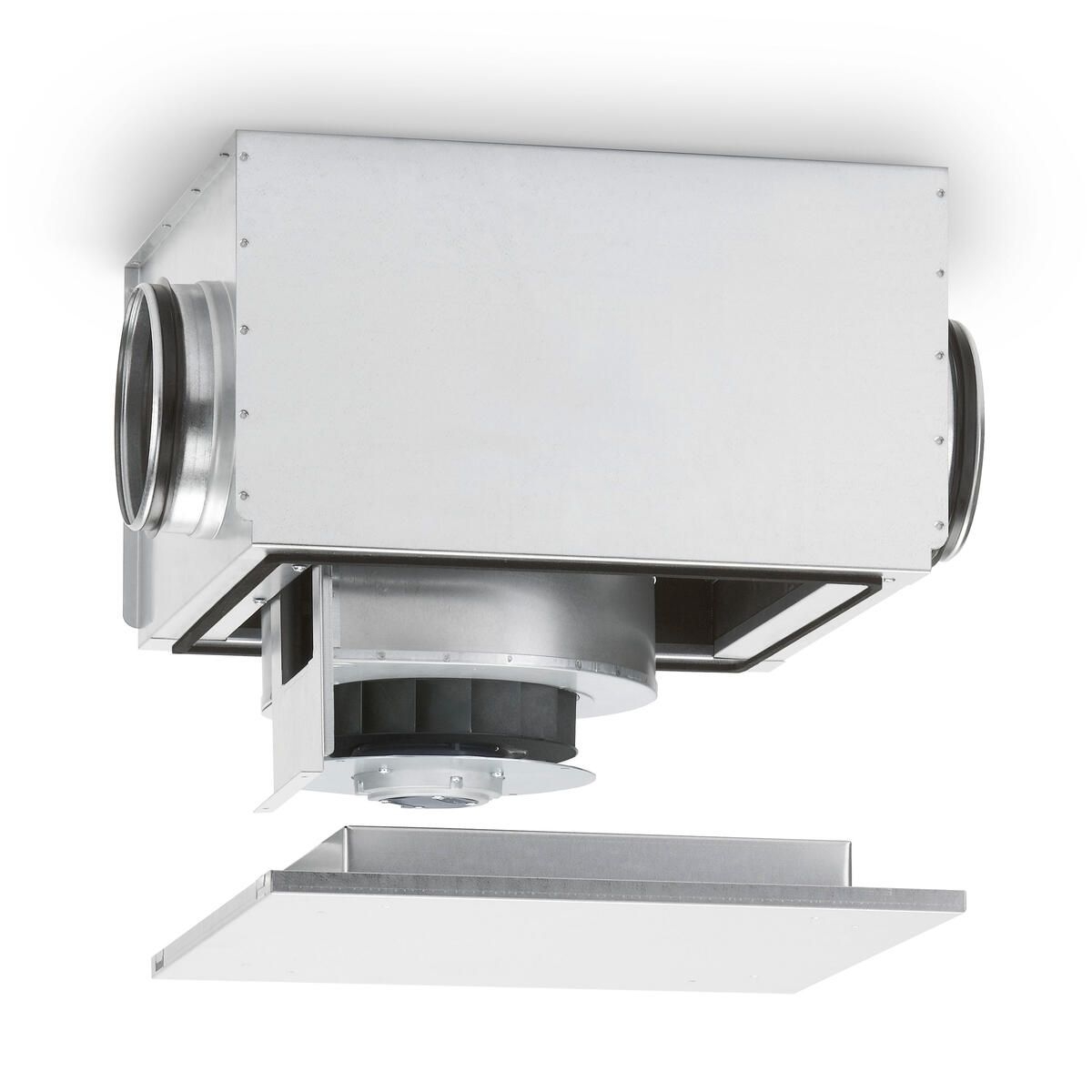 Helios 09624 SB-EC-125 Radial-Rohrventilator mit geräuschgedämpftem Gehäuse 1 PH, Anschluß Ø 125 mm, 116W, 200-240V, 50/60Hz regelbar