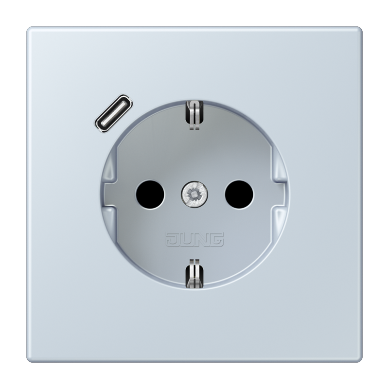 Jung LC152018C209 Schutzkontakt-Steckdose mit USB-Ladegerät Typ C, Safety+, Les Couleurs® 32023, outremer pâle