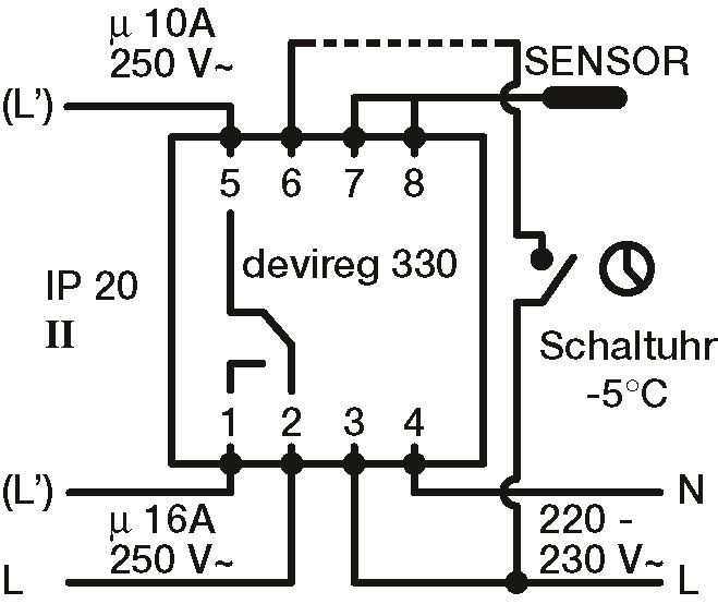 Devi 140F1070 DEVIreg 330 Thermostat mit Leitungsfühler, -10 bis +10°