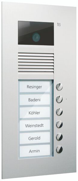 TCS PVU1660-0010 Video-Außenstation, Serie AVU, einspaltig mit Video-Türtelefon für 6 WE