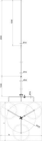 Dehn 105 535 Fangstange freistehend 3500mm