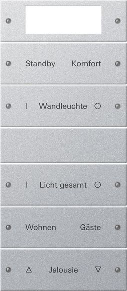 Gira 221526 Wippenset 5-fach Plus (2+3) beschreibbar, System 55, Farbe Alu (lackiert)