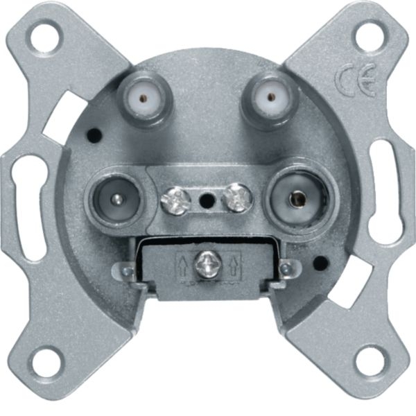 Hager WDF4589 Antennen-Steckdose 4-Loch, 2x SAT, 1x TV und 1x FM, Einzeldose, Unterputz