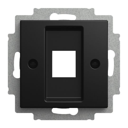 Busch-Jaeger 2561-915 Zentralscheibe 1-fach mit Tragring für Modular-Jack-Einsatz, Busch-balance SI, schwarz matt