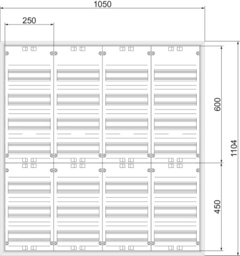 ABN ABNRM407R01 Feldverteiler AP mit Volltür, 4x7-reihig, 336 TE, Komplettschrank REG, 1050x1100x160 mm, weiß
