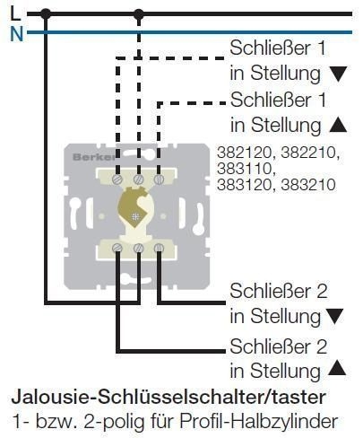 Berker 383210 Jalousie-Schlüsseltaster für Profil-Halbzylinder Modul-Einsätze