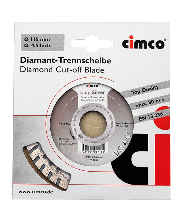 Cimco 20 8732 Diamant-Trennscheibe Line Silver, für Putz und Estrich, Scheiben Ø 230 mm