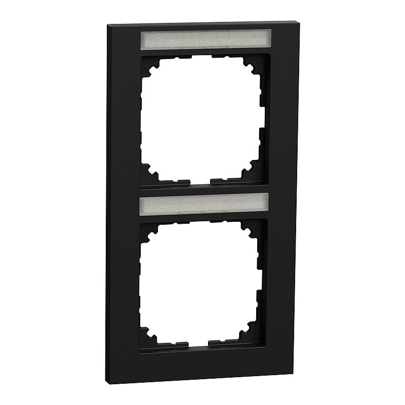 Merten MEG4022-3603 Rahmen 2-fach mit Beschriftungsträger, senkrechte Montage, M-Pure, schwarz matt
